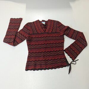 Urchin Size XS Wool Sweater V-Neck Orange/Brown/Maroon